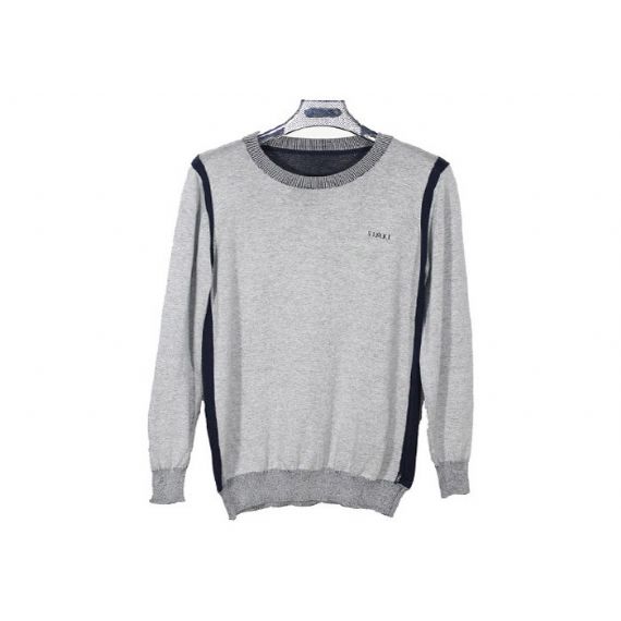 Круглая шея свитера хлопка свитера вязания бреатабле людей регулярного рукава серого серого - 11999247