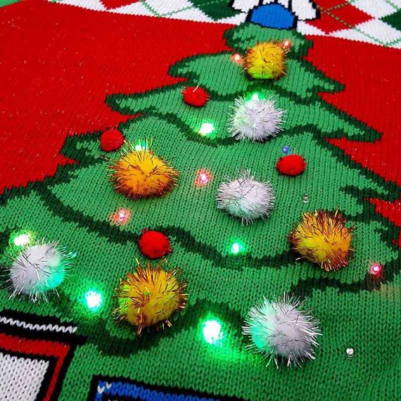 Train Pine Crew Neck Mens Light Up Ugly Christmas Sweater - 11153751