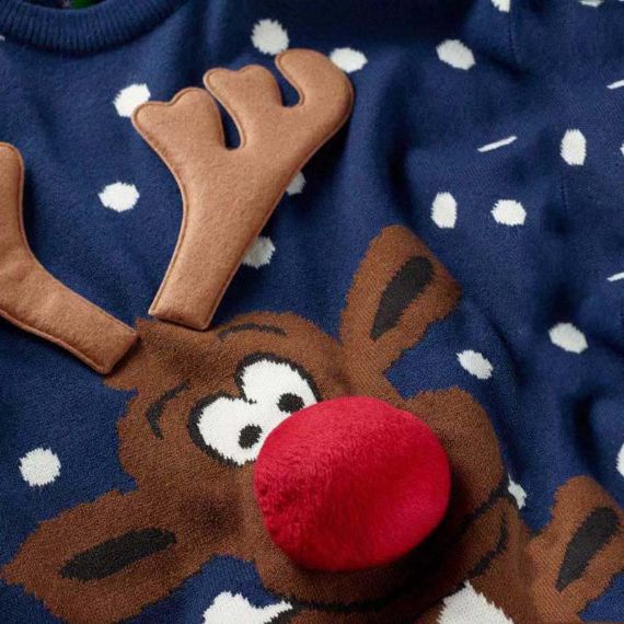 Унисекс 3D Elk Horn Ugly Christmas Sweater - 11179962