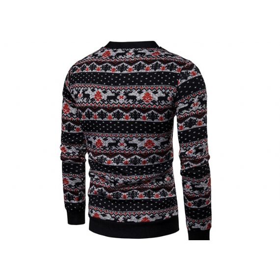 Хлопковый акриловый сплошной принт Ugly Christmas Sweater V-образный вырез на пуговицах Кардиган Рождественские джемперы - 11658034