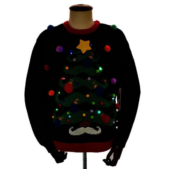 Рождественский свитер Santa Beard Led Light Up из акрила с 10 лампочками - 11667758