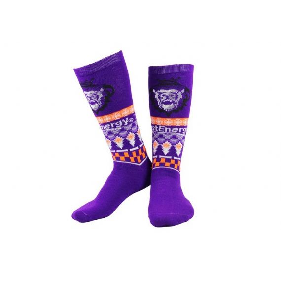 Дышащие хлопковые вязаные фиолетовые длинные сумасшедшие рождественские носки - 12203373