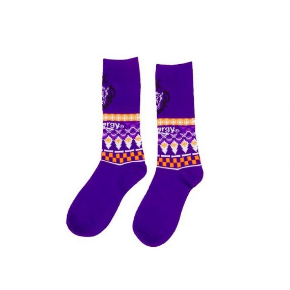 Дышащие хлопковые вязаные фиолетовые длинные сумасшедшие рождественские носки - 12203373