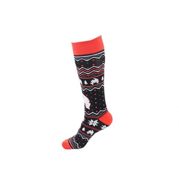 Взрослые темно-синие хлопковые смешные уродливые рождественские носки - 12204047