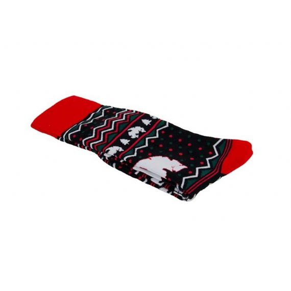 Взрослые темно-синие хлопковые смешные уродливые рождественские носки - 12204047