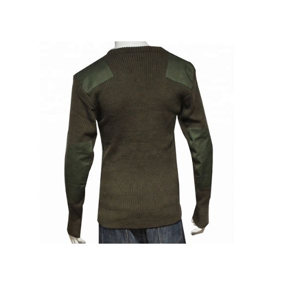Оливково-зеленый пуловер с длинным рукавом Свитер военной формы - 11272297