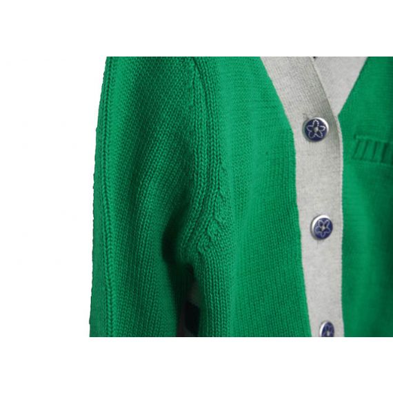 Воротник свитера вязания малышей зеленого цвета малышей мягкий акриловый в с кнопкой на весну - 12392025