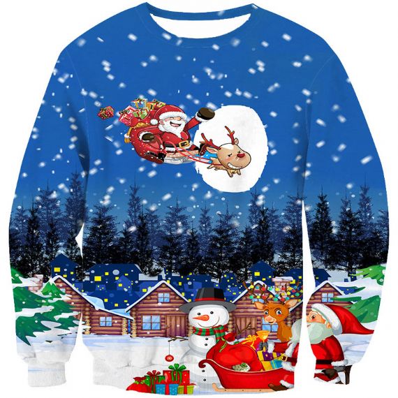 Толстовки с сублимационной печатью Flying Santa - SPS47