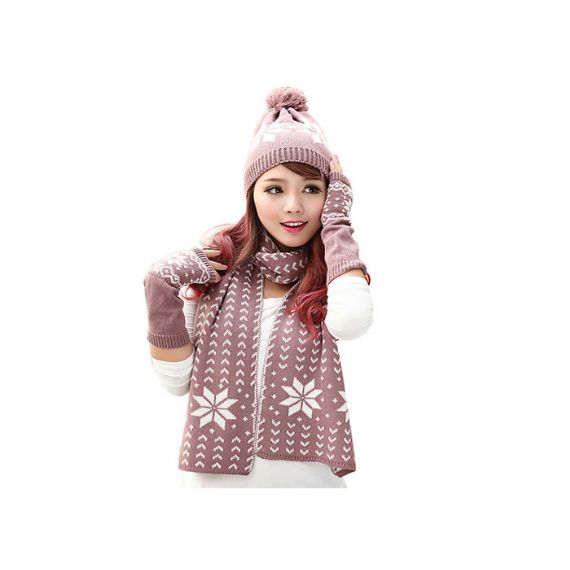 Красные черные желтые теплые аксессуары зимы связали набор перчаток шарфа шляпы для взрослого - 11095817