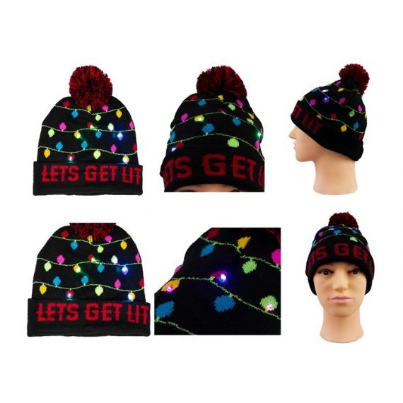 Шапочка Рождества хлопка изготовленных на заказ красочных теплых аксессуаров зимы уютная с светом - 12209170