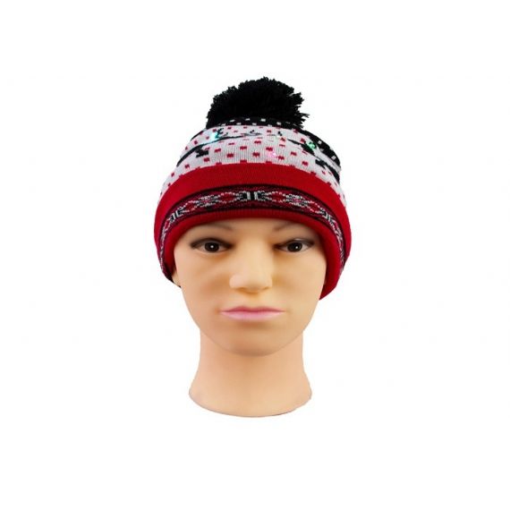 Акриловый узор северного оленя Теплые зимние аксессуары Светодиодная вязаная рождественская шапка - 12209181