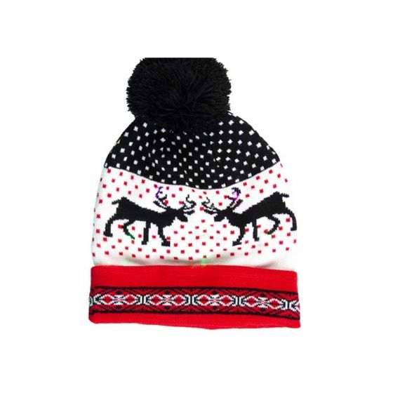 Акриловый узор северного оленя Теплые зимние аксессуары Светодиодная вязаная рождественская шапка - 12209181