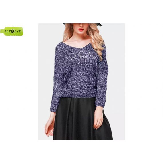 Повседневный экологически чистый трикотаж с V-образным вырезом - 13128278