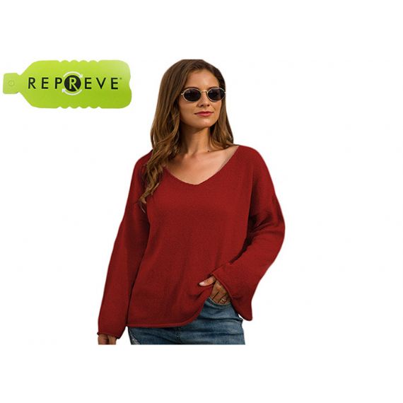 Свободная осенняя устойчивая толстовка с V-образным вырезом - 13130440