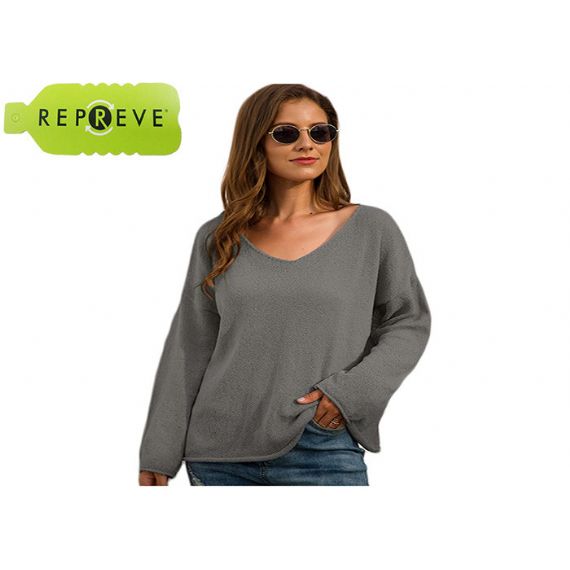 Свободная осенняя устойчивая толстовка с V-образным вырезом - 13130440